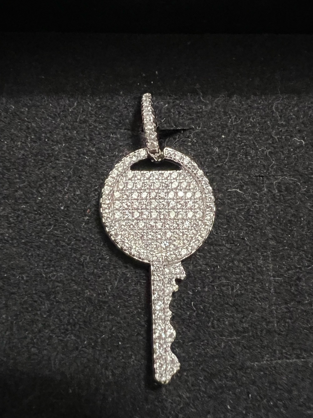 Sterling Silver designer Pave Key Pendant